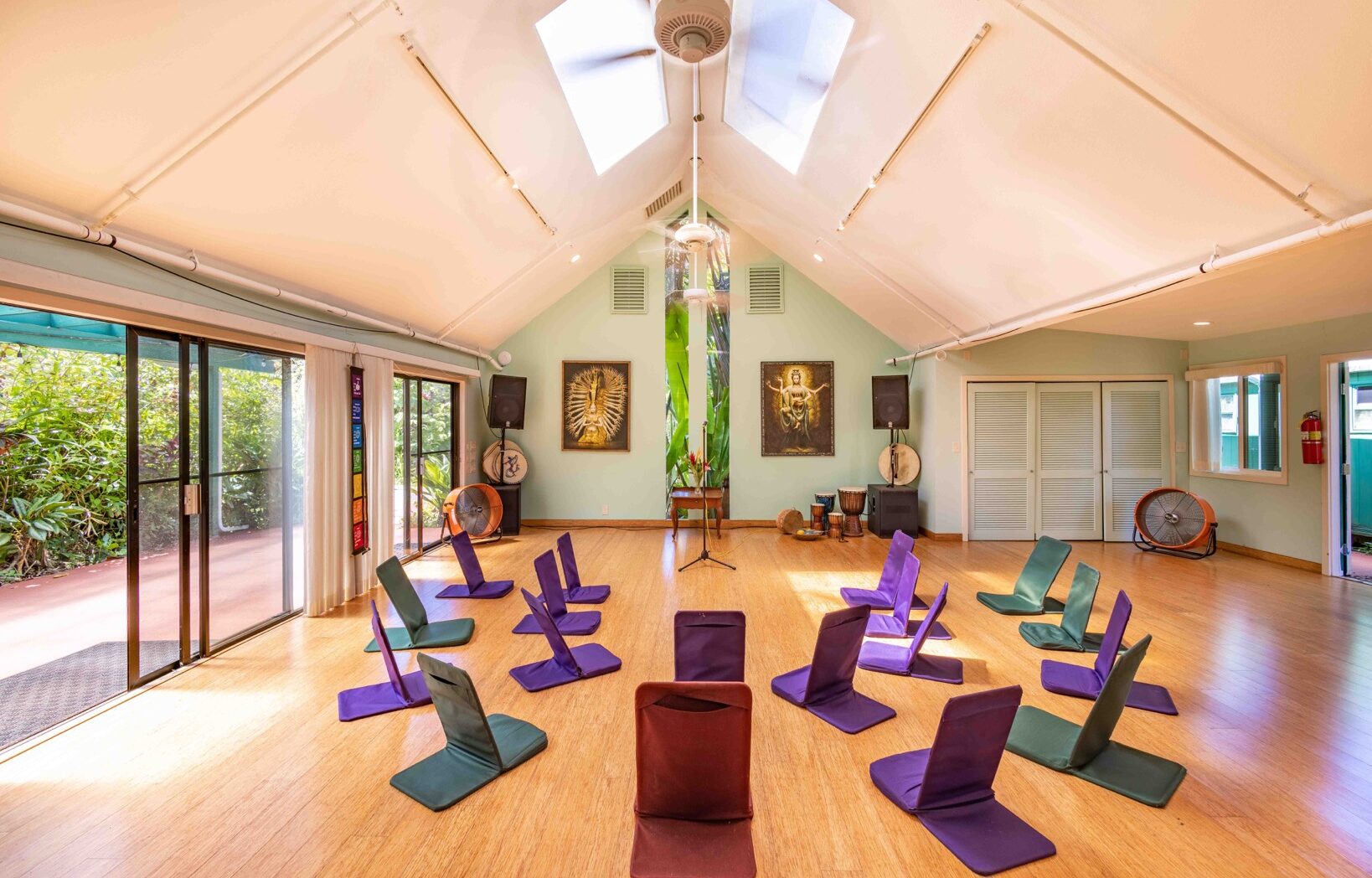 Hale Akua Yoga and Events room with a semi-circle seating arrangement for a Maui event